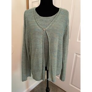 Sea Grid Olson Sport Woman's Cardigan set Sea Green sweater and tank size XL